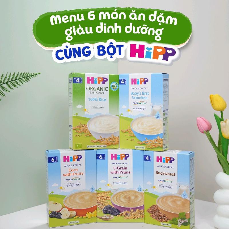 Hipp Bột ăn dặm Organic đủ 6 vị Giàu Dinh Dưỡng cho Bé Phát Triển Sức Khỏe