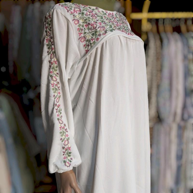 Arina Dress / Gamis Kekinian / Gamis Bordir / Putih / Gamis Raya Colection 3