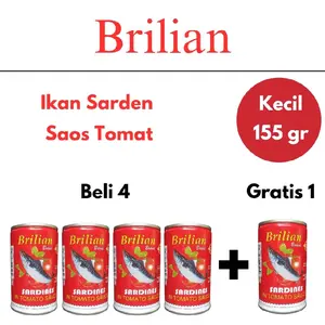 err. BELI 4 GRATIS 1 KALENG Ikan sarden kaleng brilian saos tomat 155gr  Siap Masak