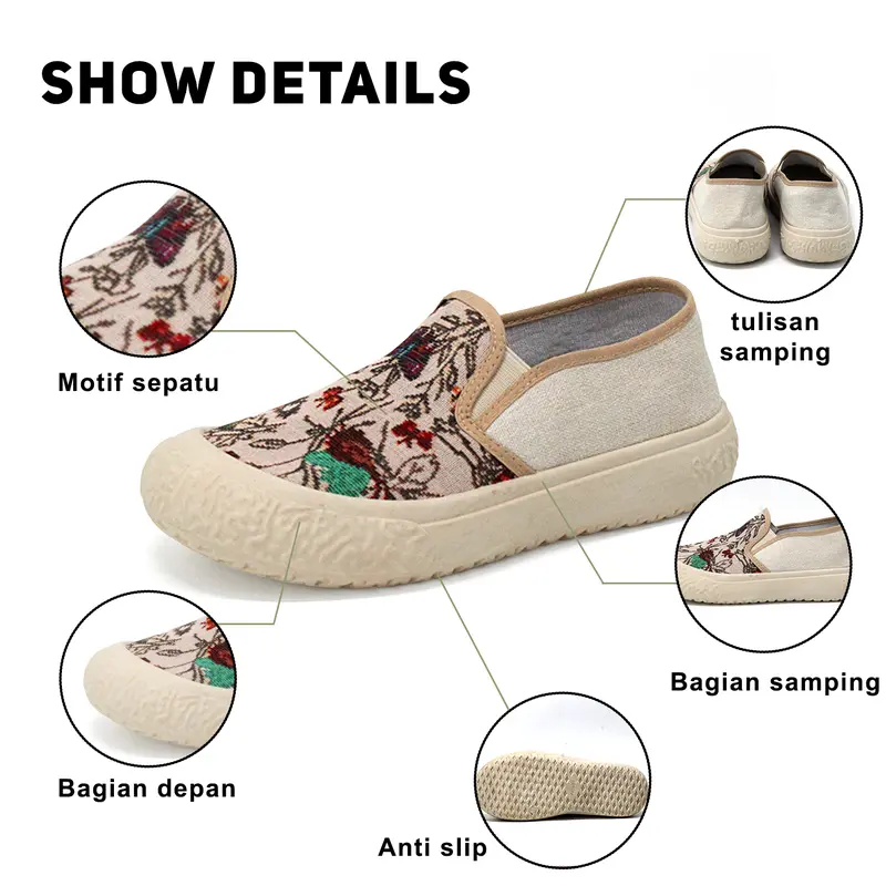 RUIMO Sepatu Wanita Slip On Fashionable Motif Butterfly - TM Merah Shoes Karet Trendy 2