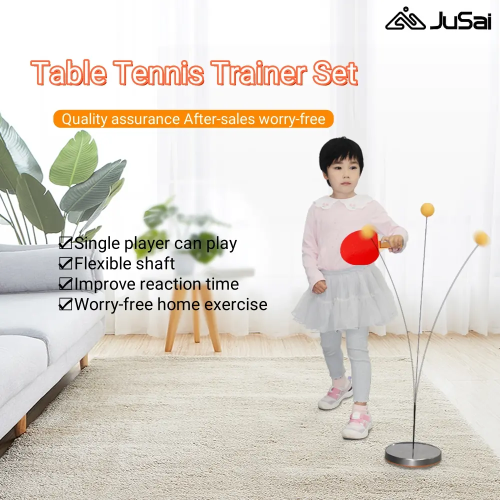 JUSAI, Table Tennis Trainer, Children's Interactive, Toys, Single Player, Rebound Practice, Indoor Table Tennis Trainer Set, Wooden Table Tennis Racket, Flexible Shaft, Parent-child Interaction, Family Entertainment, Improve the Concentration Power