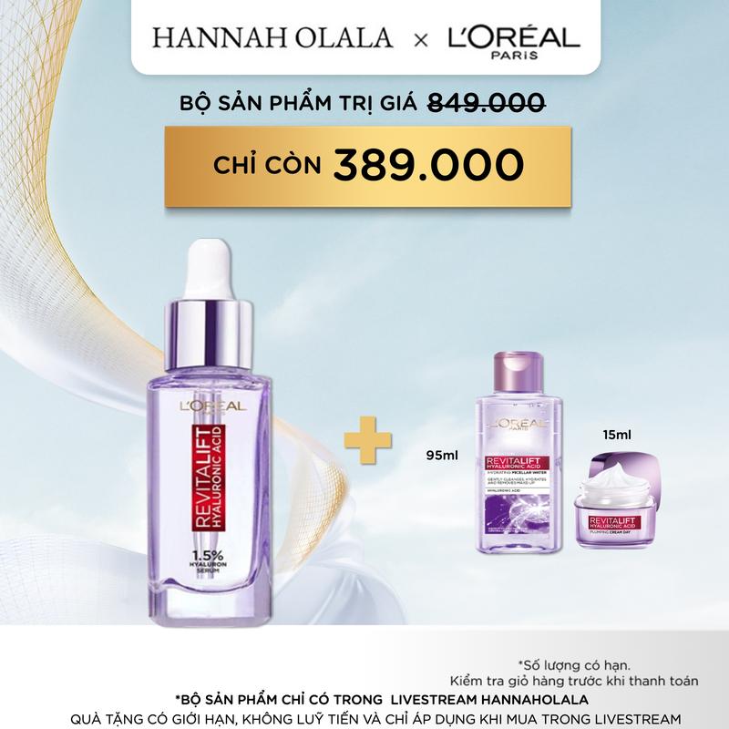 LOREAL x Hannah - Serum dưỡng cấp ẩm, căng mướt da Revitalift 1.5% Hyaluronic Acid L'oreal Paris Serum 30ml