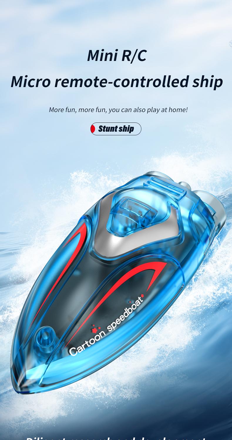 Product Introduction of 2.4G Mini Roll RC Stunt Boat Cool Light Dual Motor High Speed Waterproof Small Ship Outdoor B2 Gifts Toys 0
