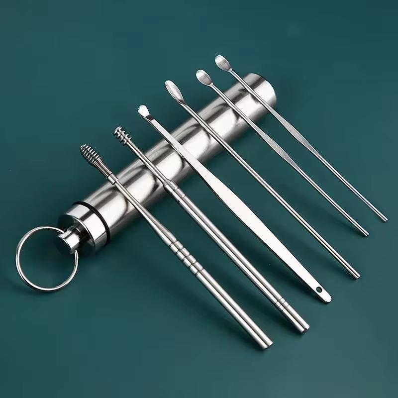 Product Introduction of 6PCS Stainless Steel Earpick Ear Cleaner Spoon Ear Care Cleaning Tool Earwax Removal Kit Ear Pick Remover Clean Health Tools Brush 30