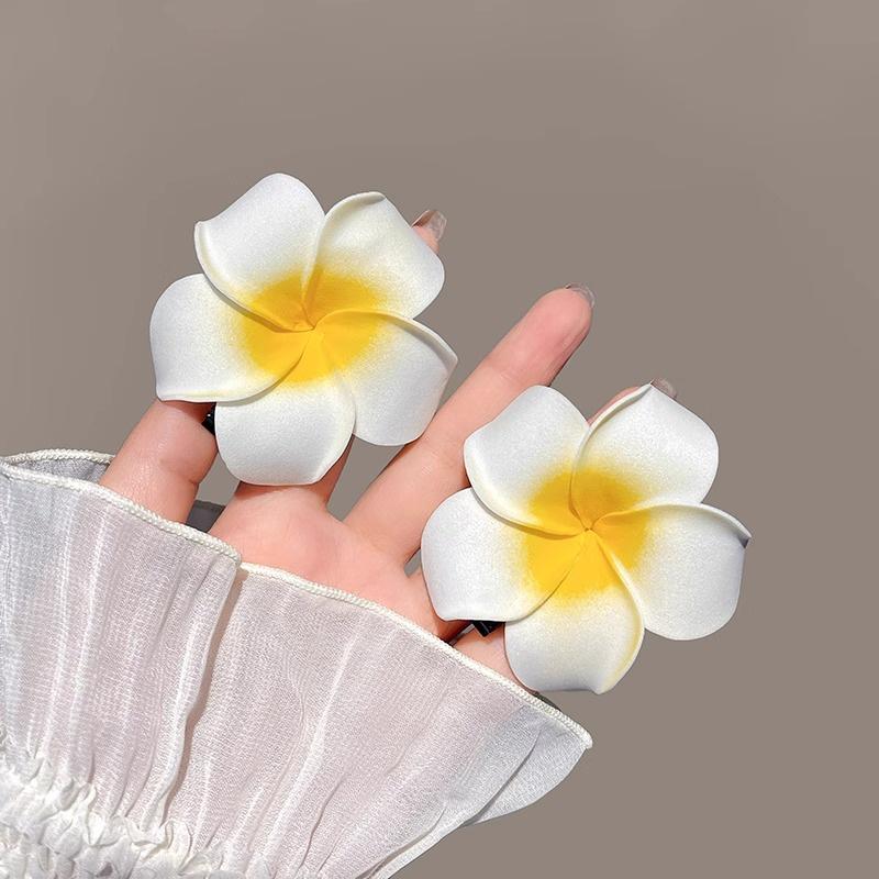 Product Introduction of 3PCS 9cm/7cm/5.5cm Plus Size Plumeria Flower Hair Clips For Girls Women Hairpins Egg Flower Barrette Hawaiian Wedding Artificial Headwear Gaya Y2K Clips 10