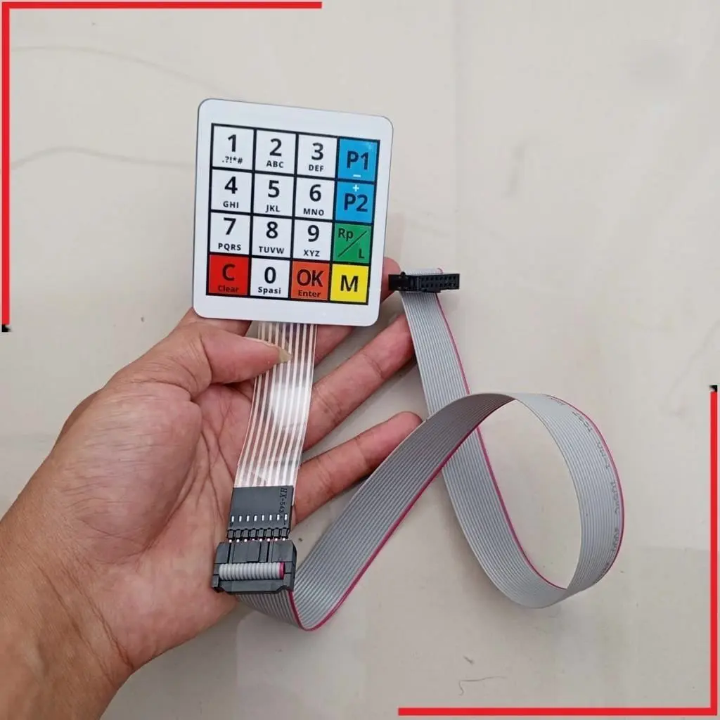 Keypad Pom Mini Tombol Kipet Pertamini Digital Laminasi Putih & Kabel Sambungan Perpanjangan Keyped