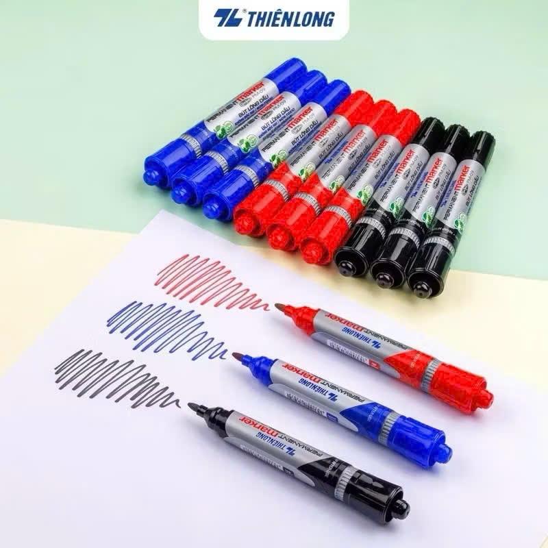 Hộp 10 cây bút dạ dầu Thiên Long PM-09 / Bút lông dầu PM09 không xóa được