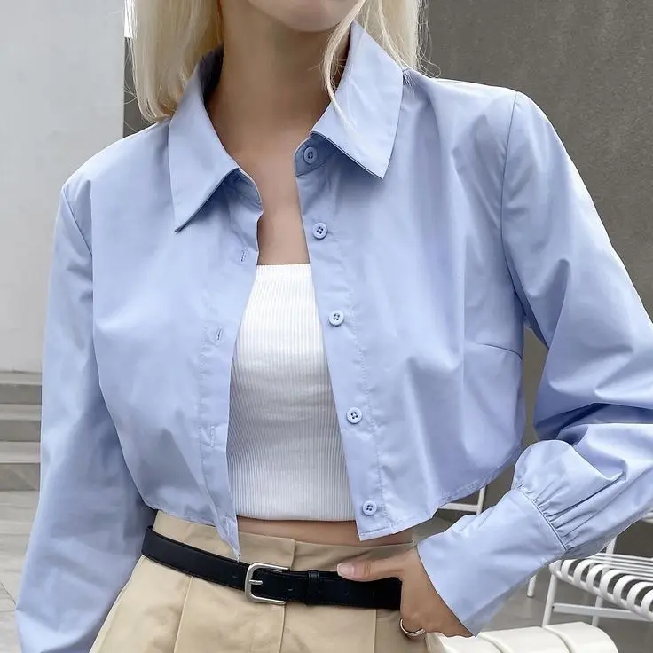 Kemeja Crop top oval kode 101-200 outfit cewe
