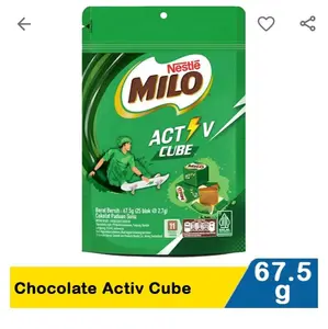 NESTLE MILO ACTIVE CUBE KEMASAN 2,7g / 25blok Chocolate Cemilan jajan Cokelat Snack Coklat Manis