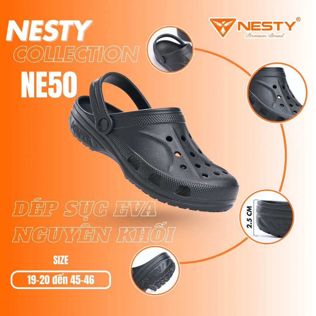 [NE50] [TẶNG CHARM] DÉP SỤC NGUYÊN KHỐI SIÊU NHẸ FULL SIZE GIA ĐÌNH [KO1]