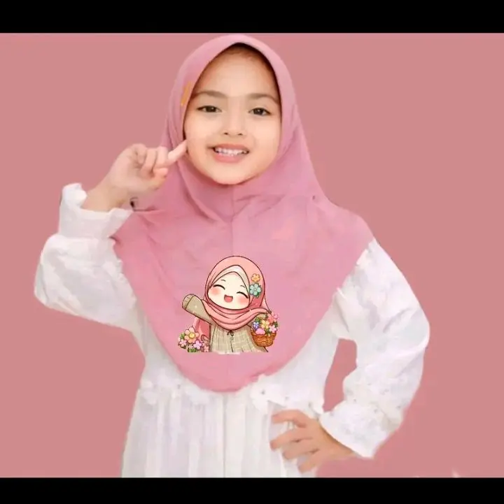 HIJAB ANAK BERGO MUSLIM TEMA MUSLIMAH DAN MICKEY MOUSE