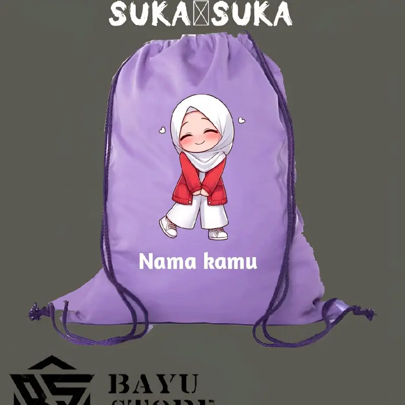 TAS SERUT ANAK ANAK COCOK UNTUK MENGAJI SEKOLAH OUTDOOR FREE NAMA PREMIUM ( Chibi Hijab Sekolah ) 1