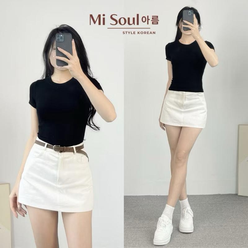 ￼Áo Thun Nữ Cotton Mịn Mát Không Pha NiLon, Áo Phông Cổ Tròn Ôm Body Basic Co Giãn Thoáng Mát Bigsize 4