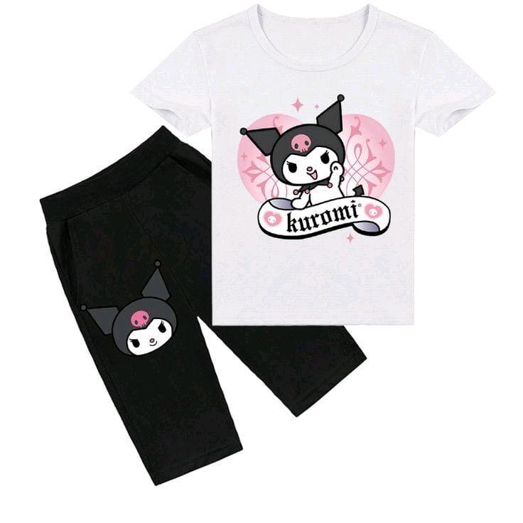 Setelan Anak Perempuan Motif Kuromi untuk Usia 3-10 Tahun dari Katun - Cantik Fashion 0