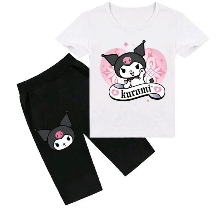 Setelan Anak Perempuan Motif Kuromi untuk Usia 3-10 Tahun dari Katun - Cantik Fashion 0