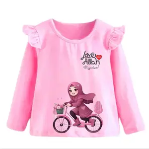 Baju Kaos Anak Perempuan Lengan Panjang Rufle Fashion Usia 2-10 Tahun Cewek Katun Bayi