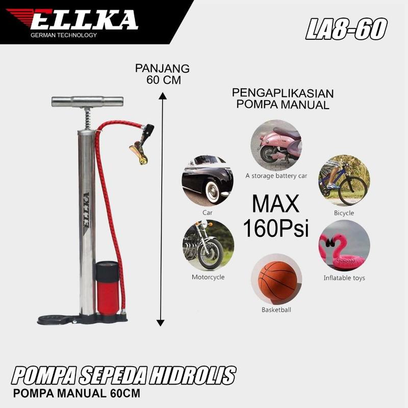 Pompa Ban Tabung Meter Sepeda, Motor, Mobil Manual Hidrolik Lengkap Kompaan angin Kompa Tangan 5