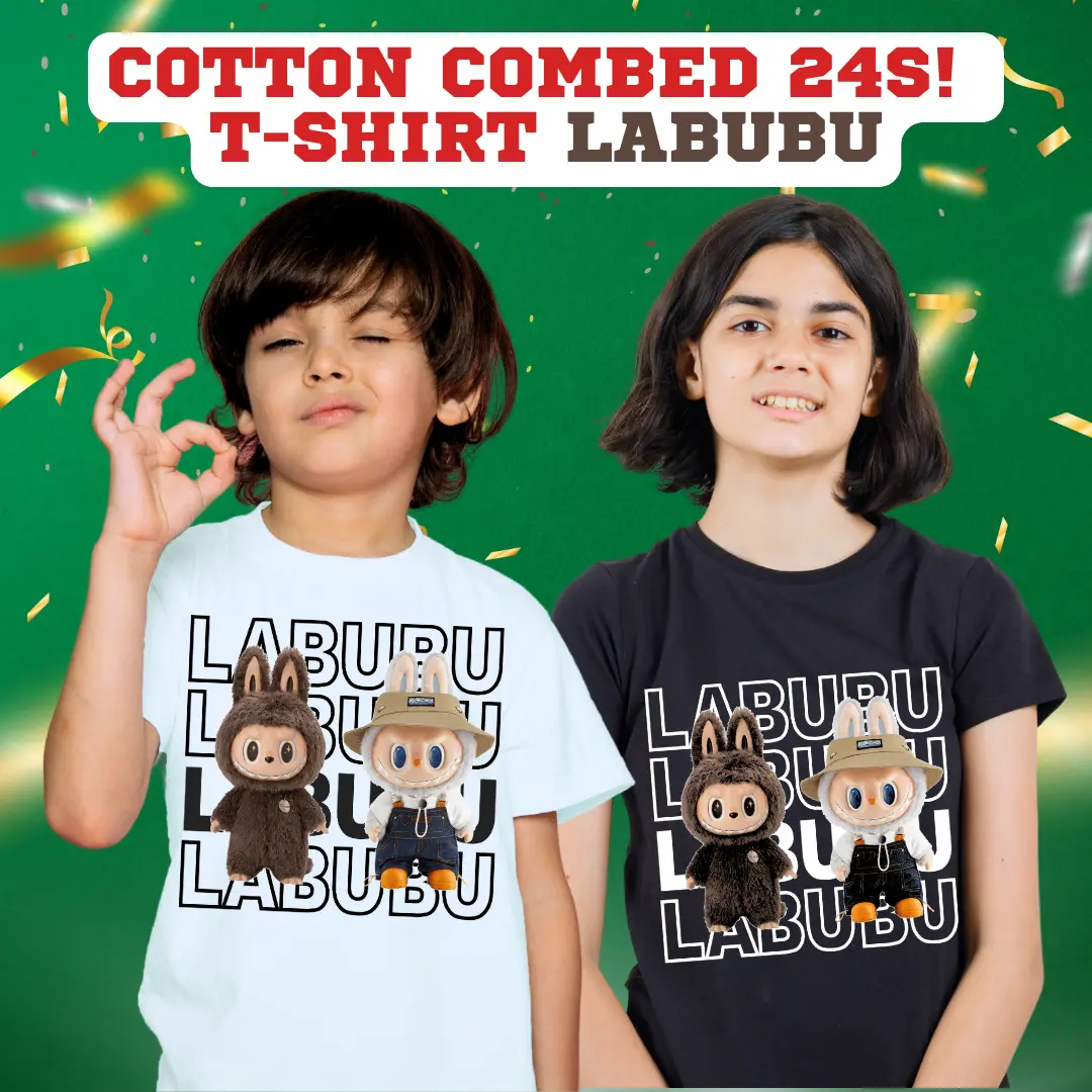 KAOS LABUBU ANAK UNISEX PRIA WANITA / T-SHIRT BAJU KATUN COMBED 24S PENDEK Fashion kaos bangkok