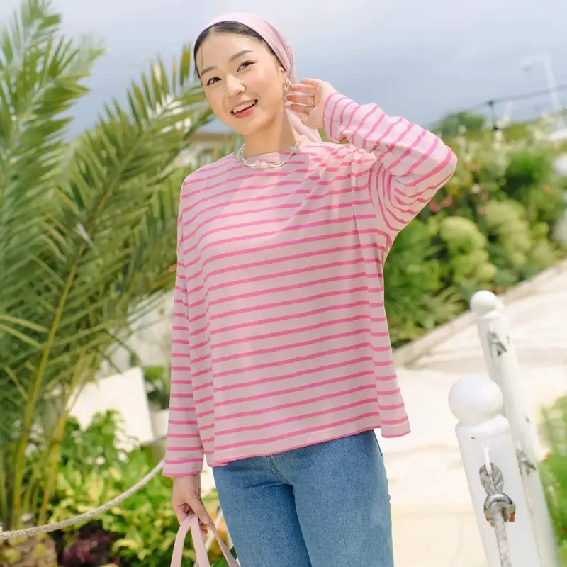 Ulyani Astoria Pink Stripe Tops HijabChic Lampung 0
