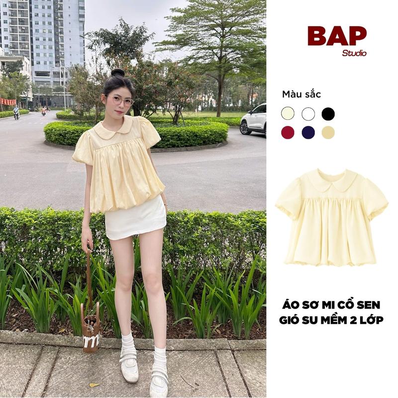 Áo Babydoll Nữ Gió Su Mềm Cổ Sen Tay Bồng Dáng Bí – Áo Kiểu Tiểu Thư Hàn Quốc…