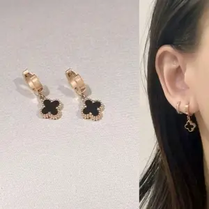 Anting Bunga Drop Titanium Wanita Anti Karat Anti Luntur Korea Style Elegan Emas Earrings