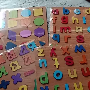 PUZZLE KAYU MAINAN KNOP PUZZLE ALFABET ANGKA ABJAD MAINAN EDUKASI