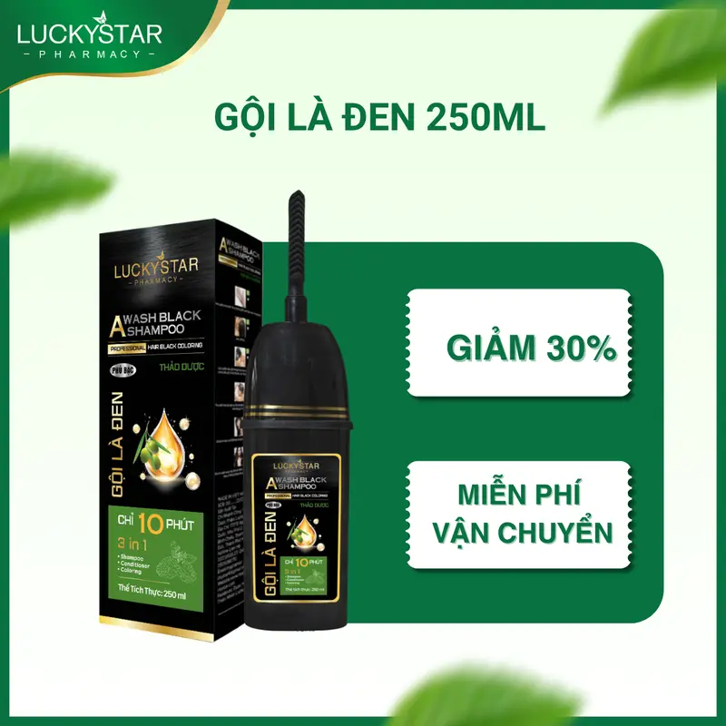 Dầu Gội Phủ Bạc Gội Là Đen & Nâu Thảo Dược LUCKY STAR - Tiện Lợi , Đổi Màu Tóc , Nhuộm Tóc - dầu gội tại nhà - daugo identoc
