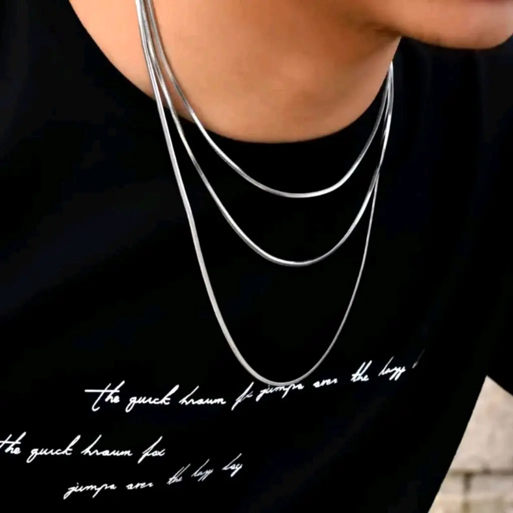 [AIRUL ACC] KALUNG Titanium Pria Wanita Silver Gold Panjang 45cm 50cm 60cm ORIGINAL anti karat   Necklace