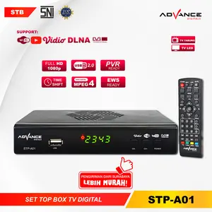 Advance Set Top Box TV Digital Receiver Penerima Siaran Full HD/STB Wifi Bisa Youtube DVB-T2 STP-A01 Kabel Remot