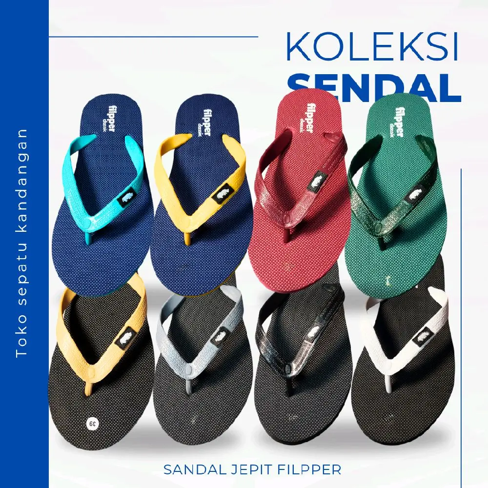 Sandal Jepit Flipper Karet Anti Selip untuk Pria dan Wanita Sendal Filpper Harian Tahan Air