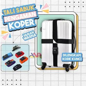 ANP88 - Tali Pengaman Koper Adjustable dengan Kunci Kombinasi 3 Digit untuk Perjalanan Haji Umroh Traveling Sabuk Koper Bagasi Rainbow Orange Hitam Merah Biru Abu-abu