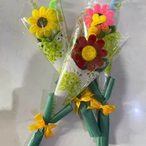 Buket Bunga Singel Dari Kawat Bulu Cocok untuk Anak Sekolah dan Perayaan Ultah dan Hari Guru