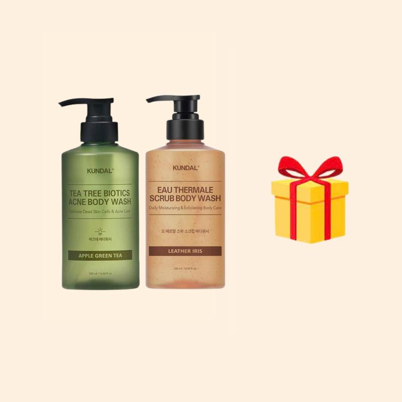  S115_  KÈM QUÀ  Combo kundal: 1 Sữa tắm kiêm tẩy da chết Thermale Scrub body Wash A80 +Sữa tắm Tea Tree Biotics Acne Body Wash A81  Women Nữ Dưỡng Da Body Dưỡng Body Trà 
