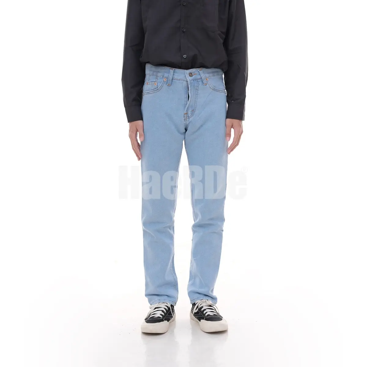 HaeRDe Celana Jeans Panjang Pria Reguler Fit Denim 13oz Slim Biru Muda Navy Stun Hitam Standar Size 27-38