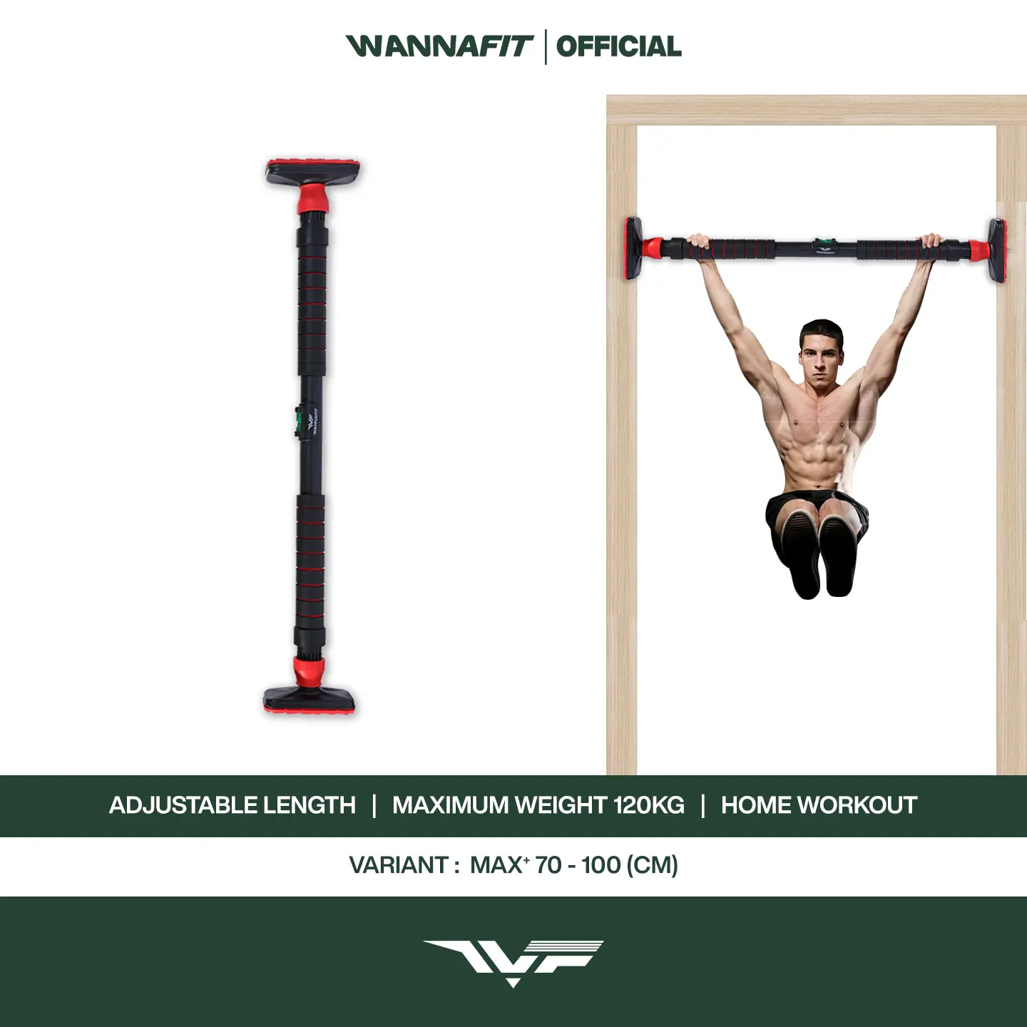 WANNAFIT Pull Up Bar Door Chinning Premium | Chin Up Tiang Angkat Badan | Alat Olahraga Rumah