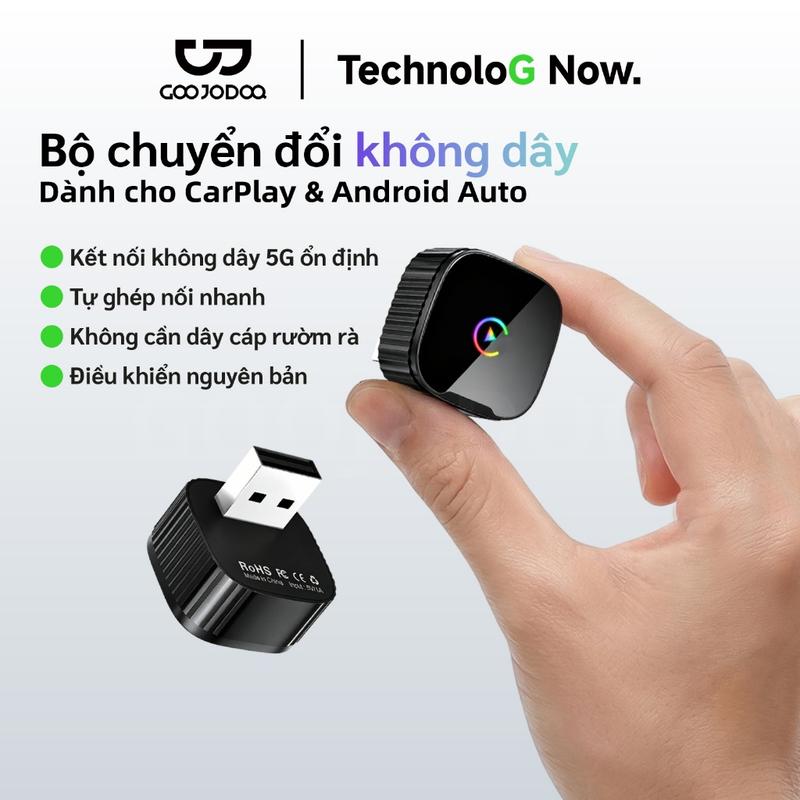 CODBộ chuyển đổi không dây GOOJODOQ cho CarPlay & Android Auto Zero Cable…