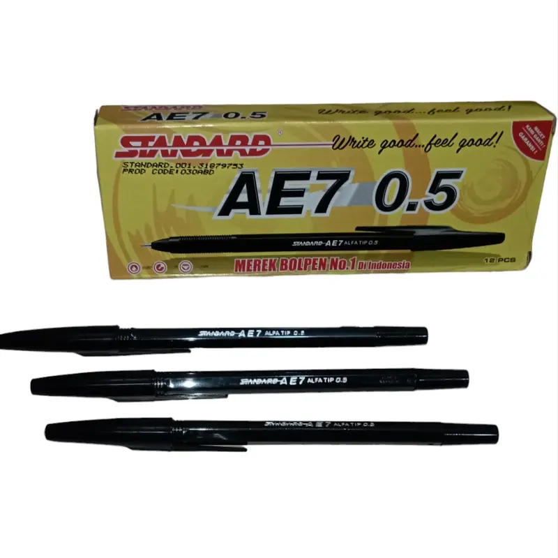 Pulpen Standart AE7 / 1 pack isi 12 pcs Stationery Hitam Tinta 1