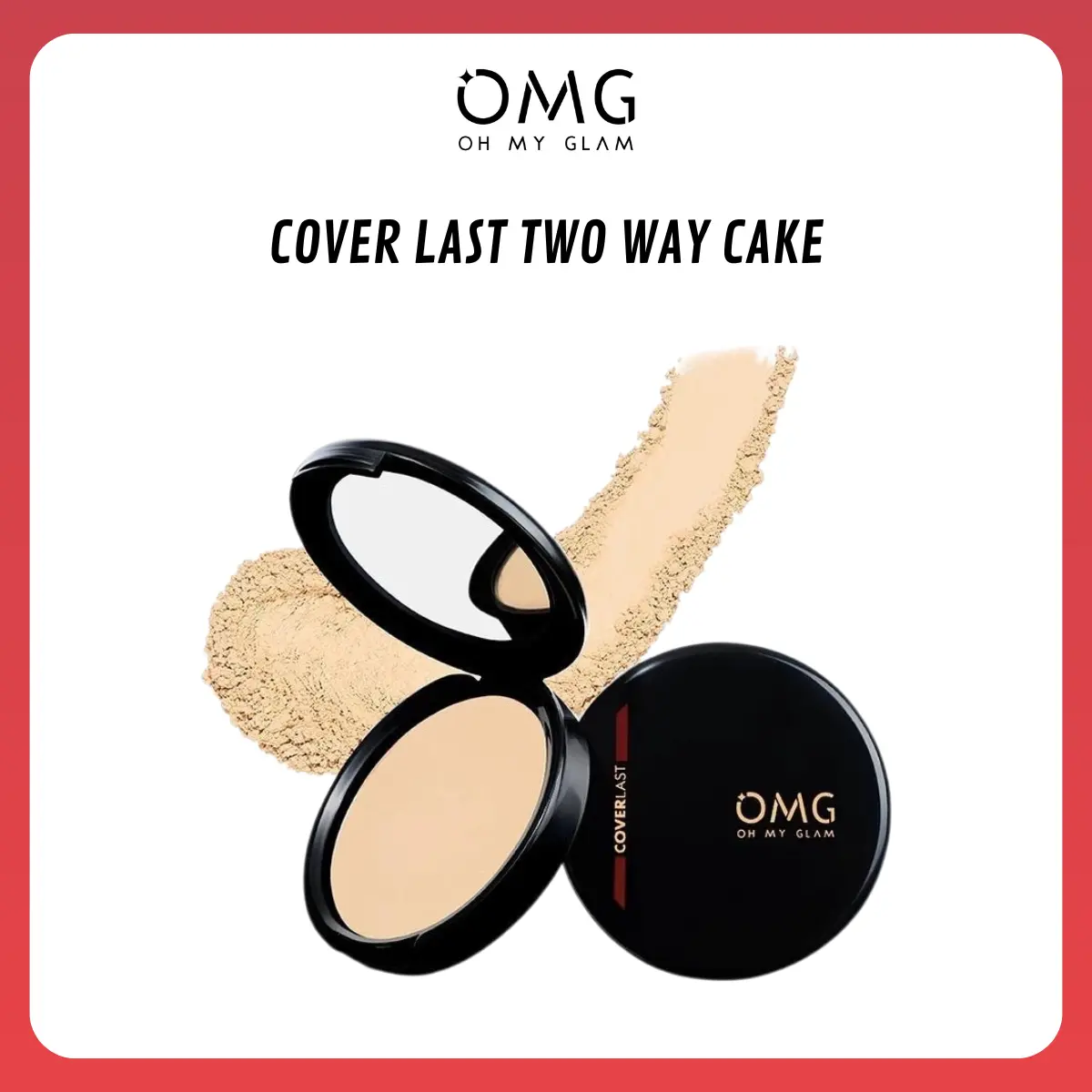 OMG Oh My Glam Coverlast Two Way Cake 12 g - Bedak Padat Kontrol Minyak Hingga 8 Jam makeup Lasting Powder Wajah