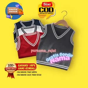 Vest sekolah rompi rajut sma smp sd tk laki-laki perempuan warna hitam navy maroon merah hijau abu coksu cream Pria Dewasa Pria Dewasa Motor