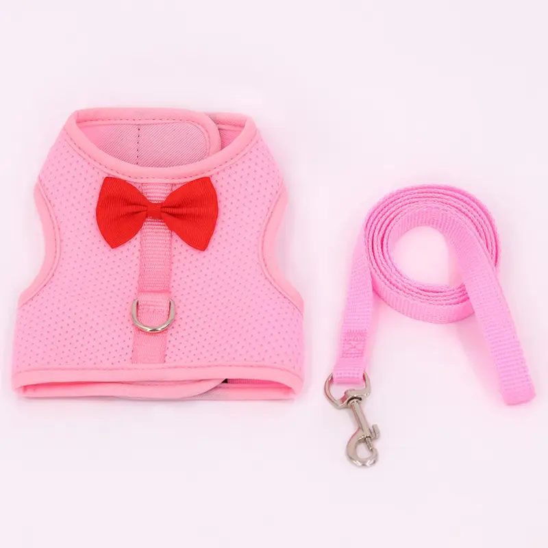 Bow Design Rabbit Harness With Leash, Adjustable Breathable Rabbit Harness, Pet Supplies For Indoor and Outdoor Walking, Small Animal Supplies 7
