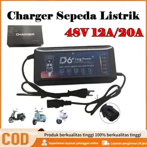 Charger Sepeda Listrik 48V 12Ah/20Ah & 60V 20Ah Barang tunai Exotic dan Pacific, Dijamin Original Baterai Selis Scooter Elektrik Charger