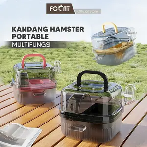 FOCAT Kandang Hamster Portable 2 Tingkat F33 Kandang Mini Hamster Transparan Fasilitas Lengkap