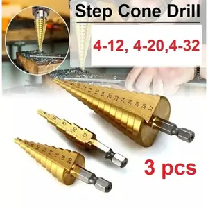 Mata Bor Pagoda Spiral Step Drill Untuk Baja Kerucut Tingkat Payung Cone Bits Hexagonal Hss 4 12 20 32 Titanium Coated Alat Bor Berkualitas Tinggi