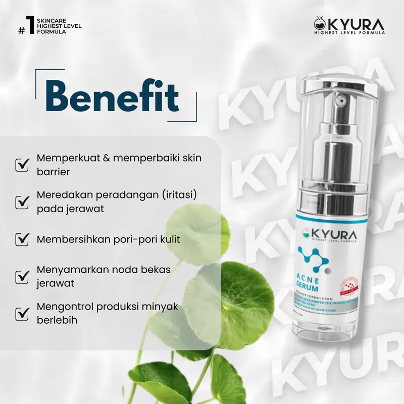 KYURA Acne Bundling 4 Pcs Isi Toner Serum Cream Spot untuk Wajah Acne Prone dan Sensitif dengan Cica Niacinamide Korean Angelica Licorice BPOM 3