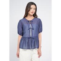 Gambar Et Cetera Round Neck Puff Sleeve Sheer Blouse DARK BLUE - DARK BLUE, 4 dari et cetera Indonesia Kota Bekasi 1 Tokopedia
