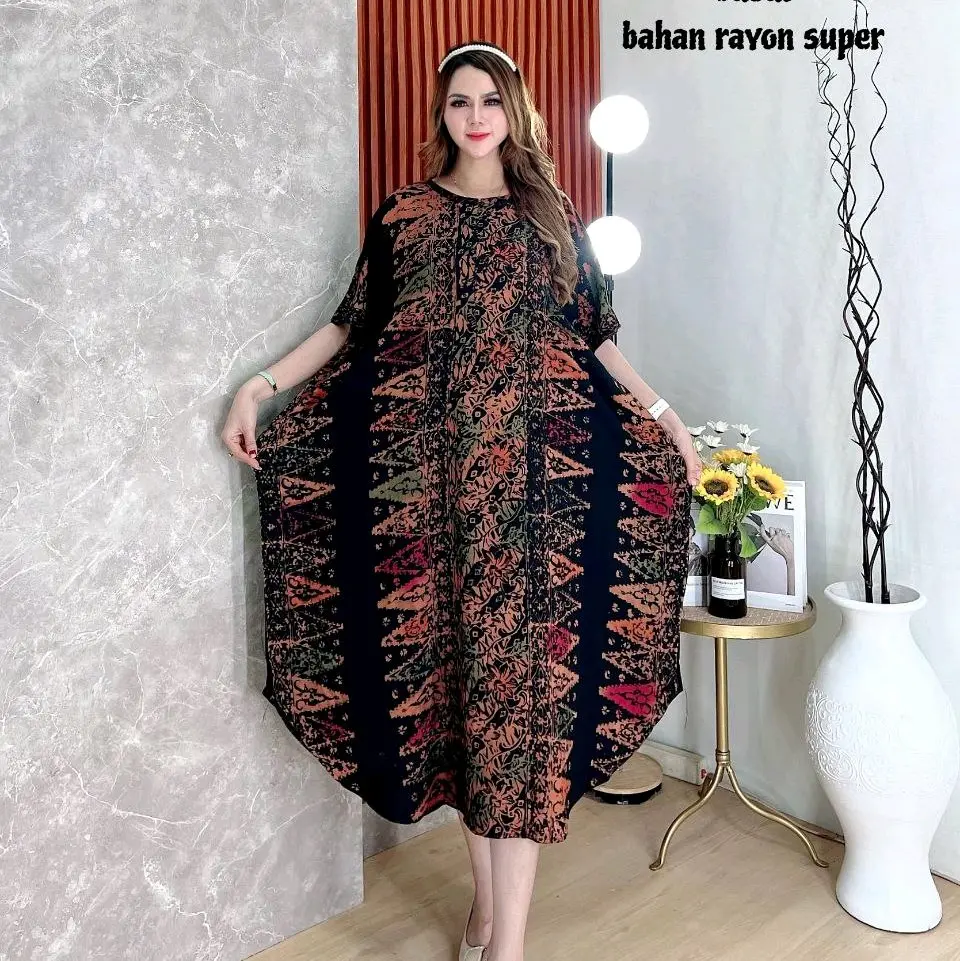 Dress Azura Series - Daster Multi Colour Cap Rayon Super Busui Friendly By Batik Cincaro Midi premium atau Gamis anggun zulaika - choco gaun saila