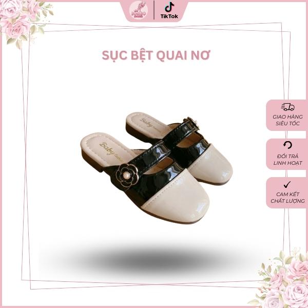  TB3 FOM NHỎ TĂNG SIZE  MẪU MỚI SỤC BỆT HOA TRÀ quai nơ siêu xinh DẼ  THƯƠNG cho bé GÁI diện đi êm chân 