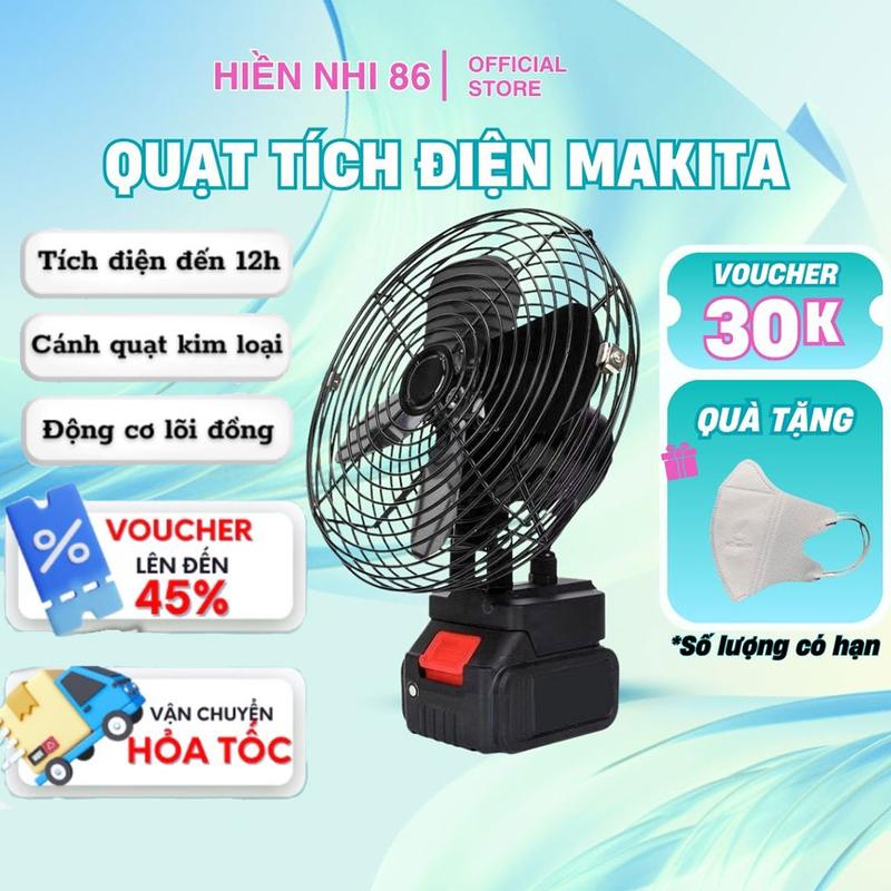 [Hàng Loại 1 ] Quạt Tích Điện Không Xoay Pin 10 Cell Dùng Liên Tục 5-7H, Quạt Makita Để Bàn 2 Cấp Độ Gió Siêu Mát, Thiết Kế Nhỏ Gọn Chắc Chắn