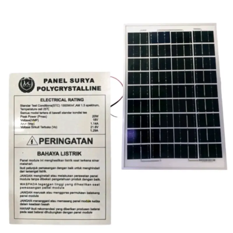 Solar Panel Cell Papan Surya 20wp Poly Crystalline Mitsuyama 1