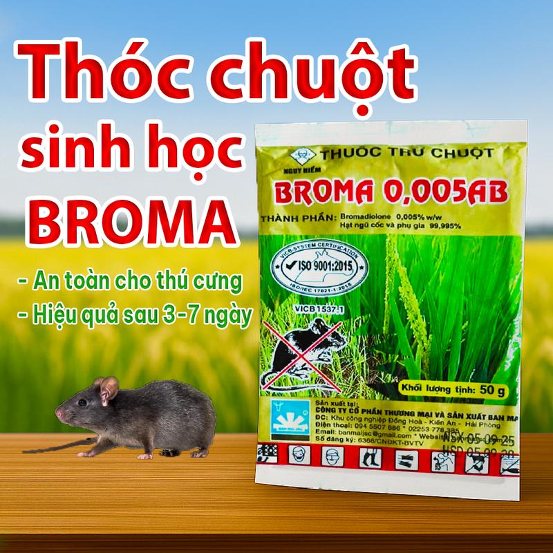  Combo 50 Gói Thóc Chuột Sinh Học Broma Diệt Chuột Hiệu Quả An Toàn Tiện Lợi Cho Nhà Kho Vườn Trang Trại 